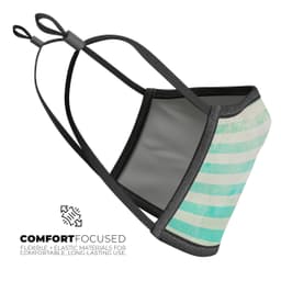 image-Teal and Green Grunge Vertical Stripes - Made in USA Mouth Cover