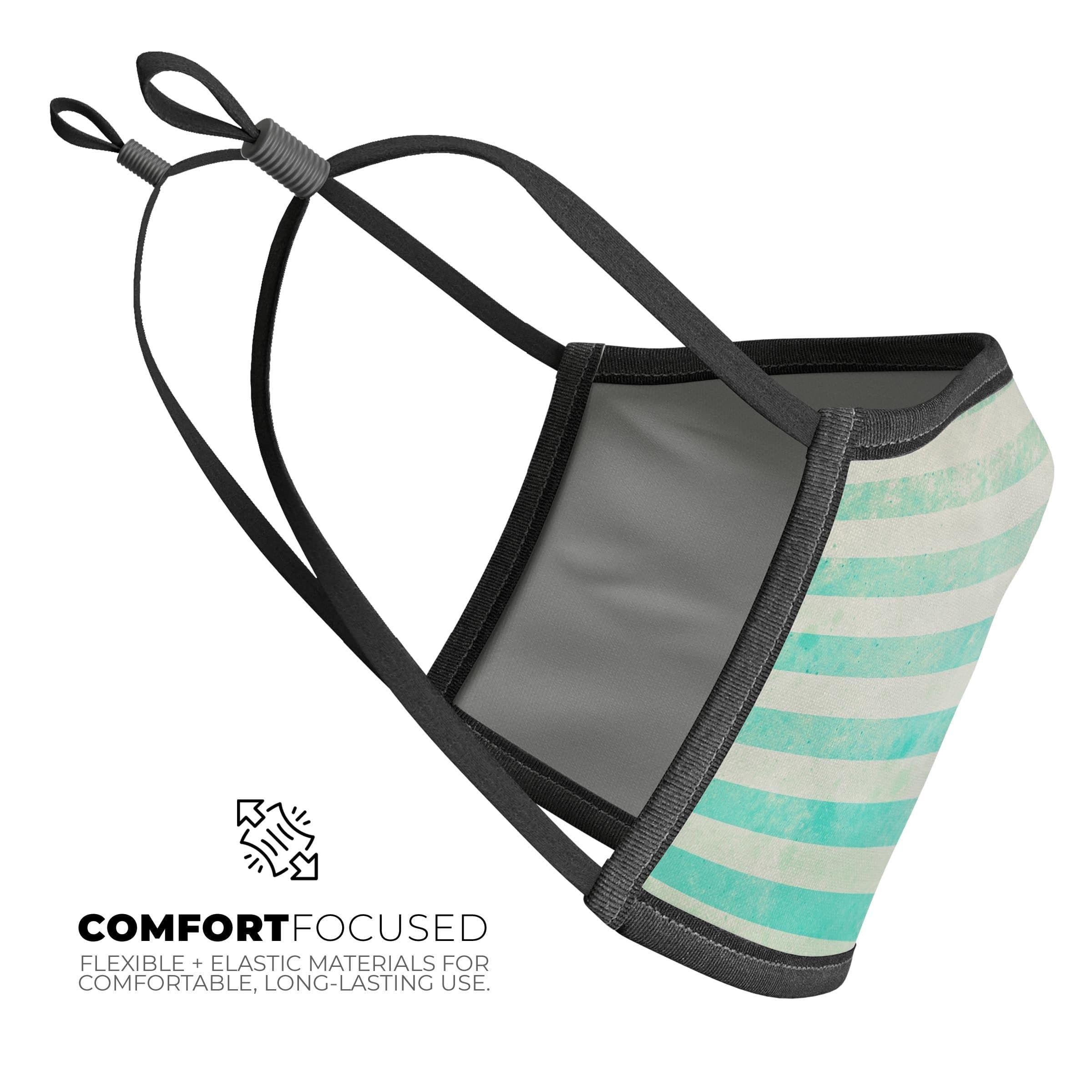 image-Teal and Green Grunge Vertical Stripes - Made in USA Mouth Cover