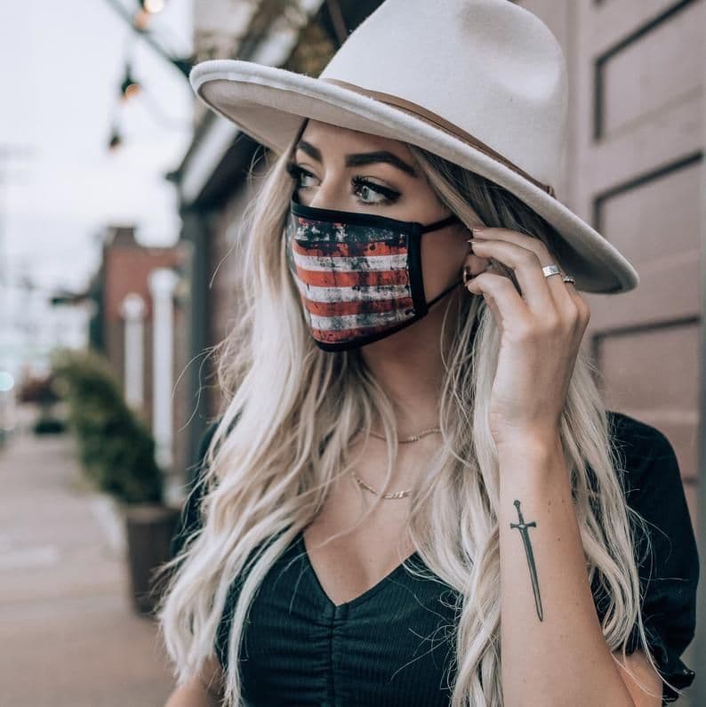 image-American Distressed Flag Panel - Made in USA Mouth Cover Unisex