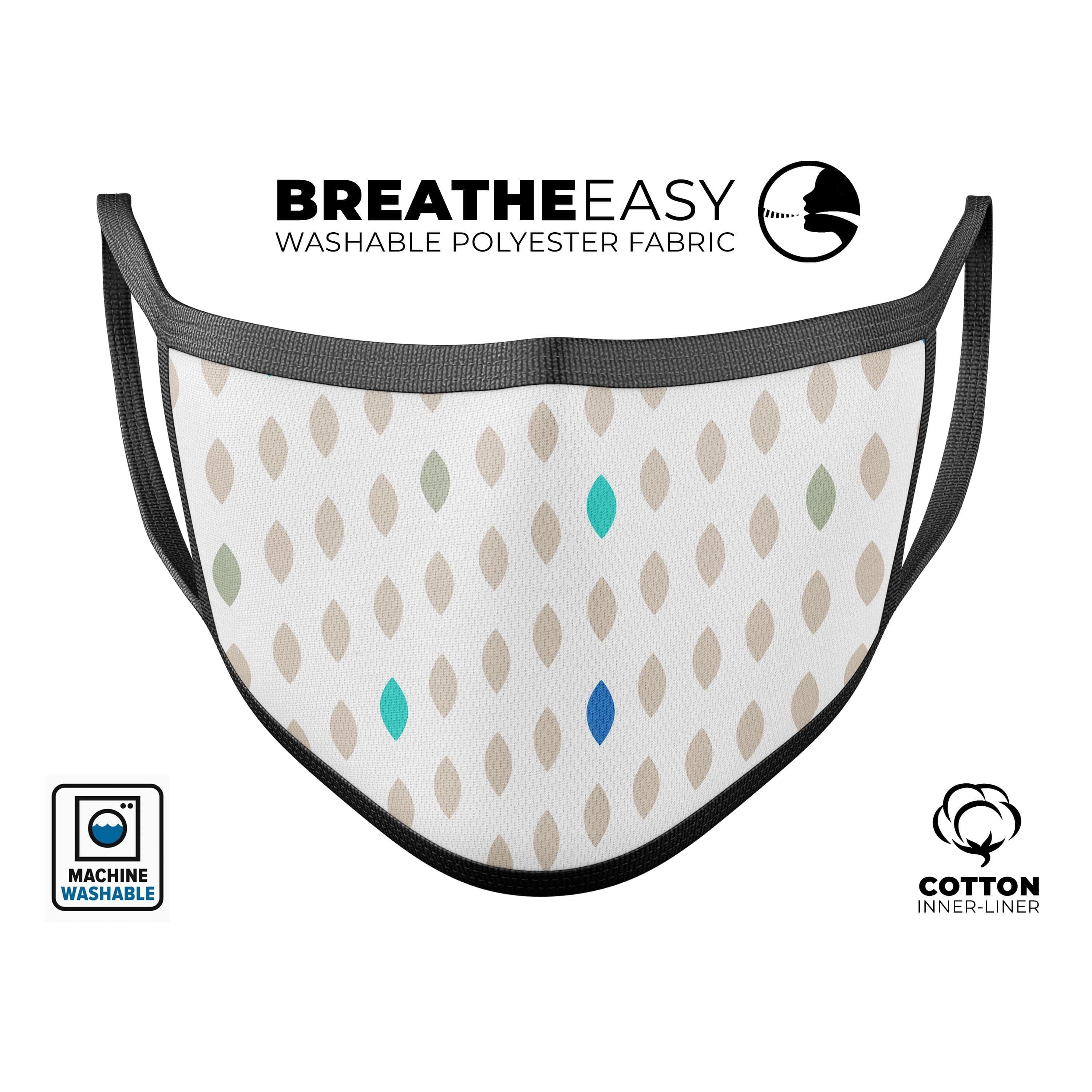 image-Teal and Aqua Descending Droplets - Made in USA Mouth Cover Unisex