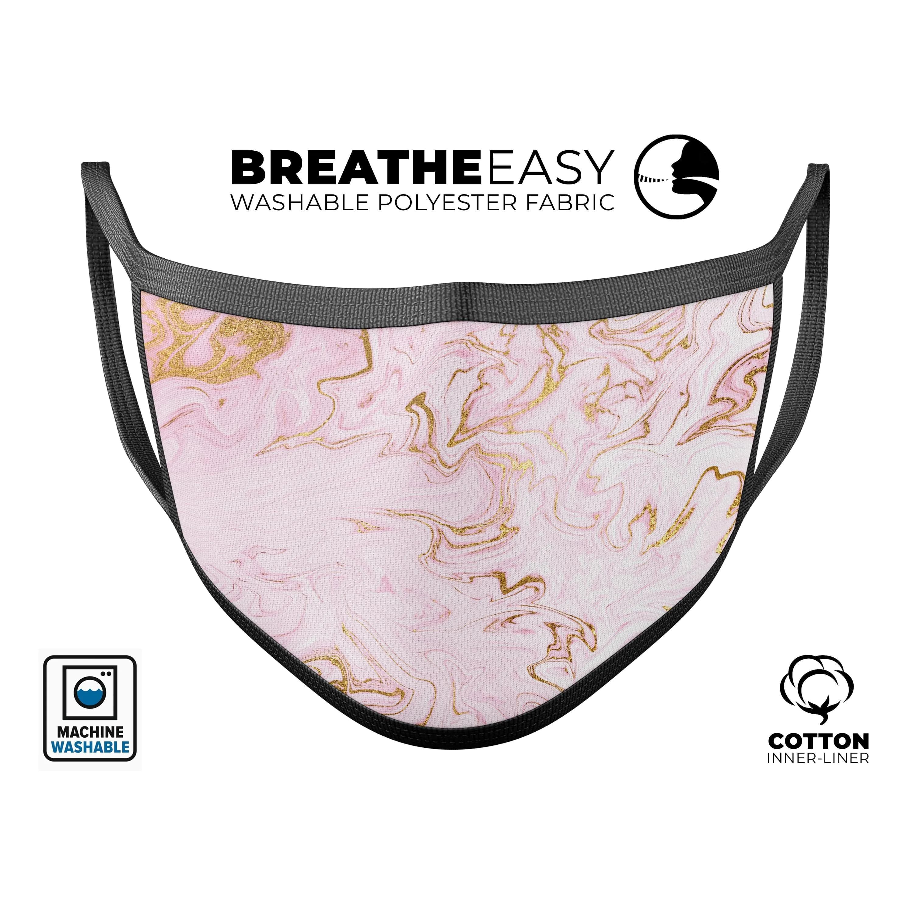 image-Rose Pink Marble & Digital Gold Frosted Foil V13 - Made in USA Mouth