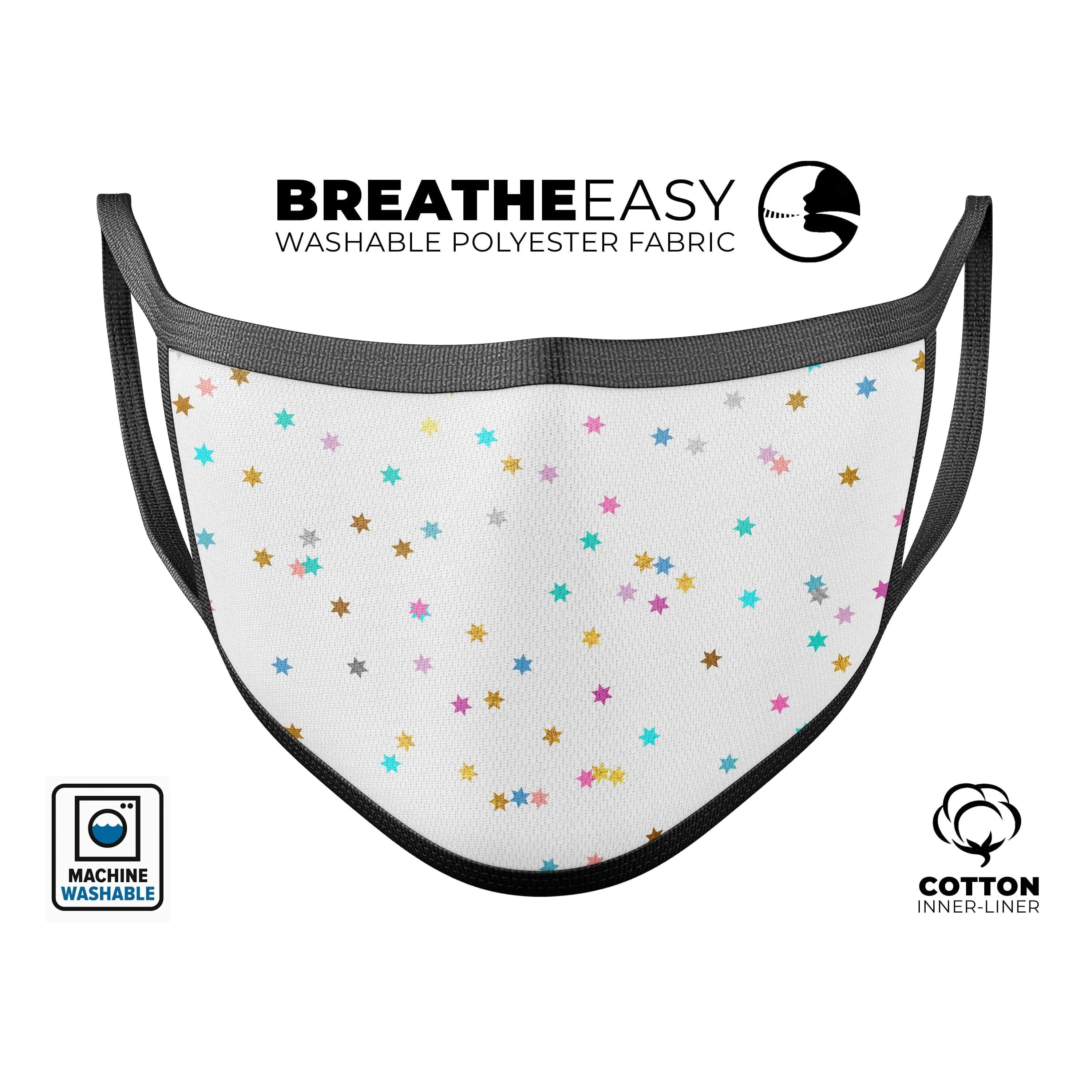 image-Scattered Falling Multicolor Stars - Made in USA Mouth Cover Unisex