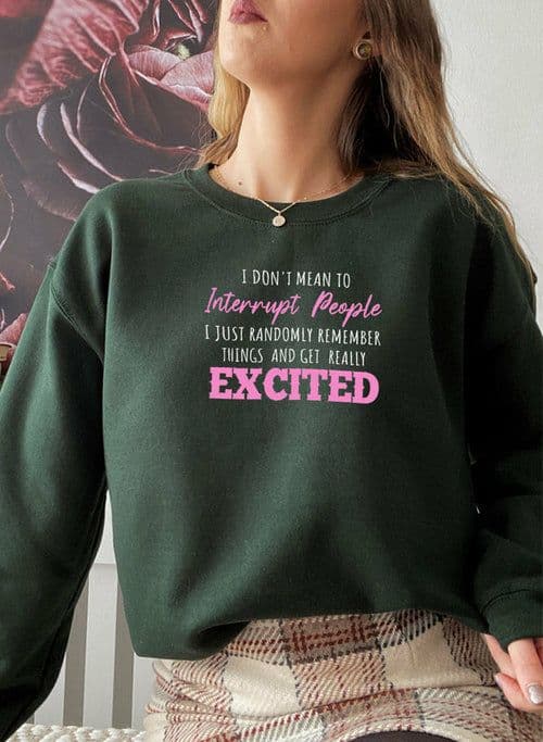 image-I Dont Mean To Interrupt People EXCITED Sweat Shirt