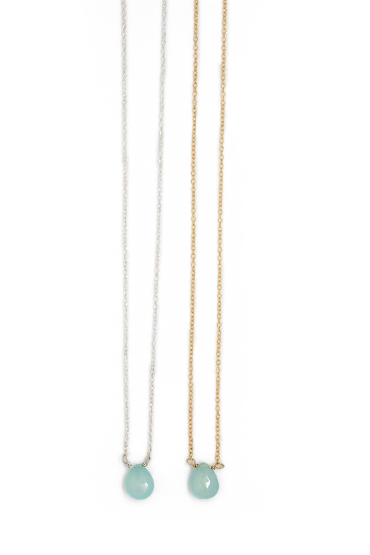image-Stephanie Delicate Drop Necklace in Chalcedony