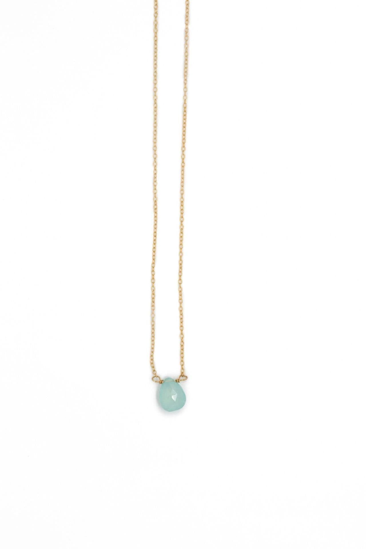 image-Stephanie Delicate Drop Necklace in Chalcedony