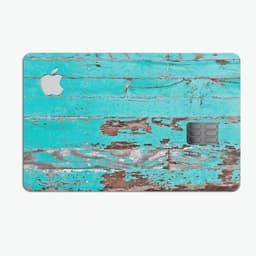 image-Turquoise Chipped Paint on Wood - Premium Protective Decal Skin-Kit