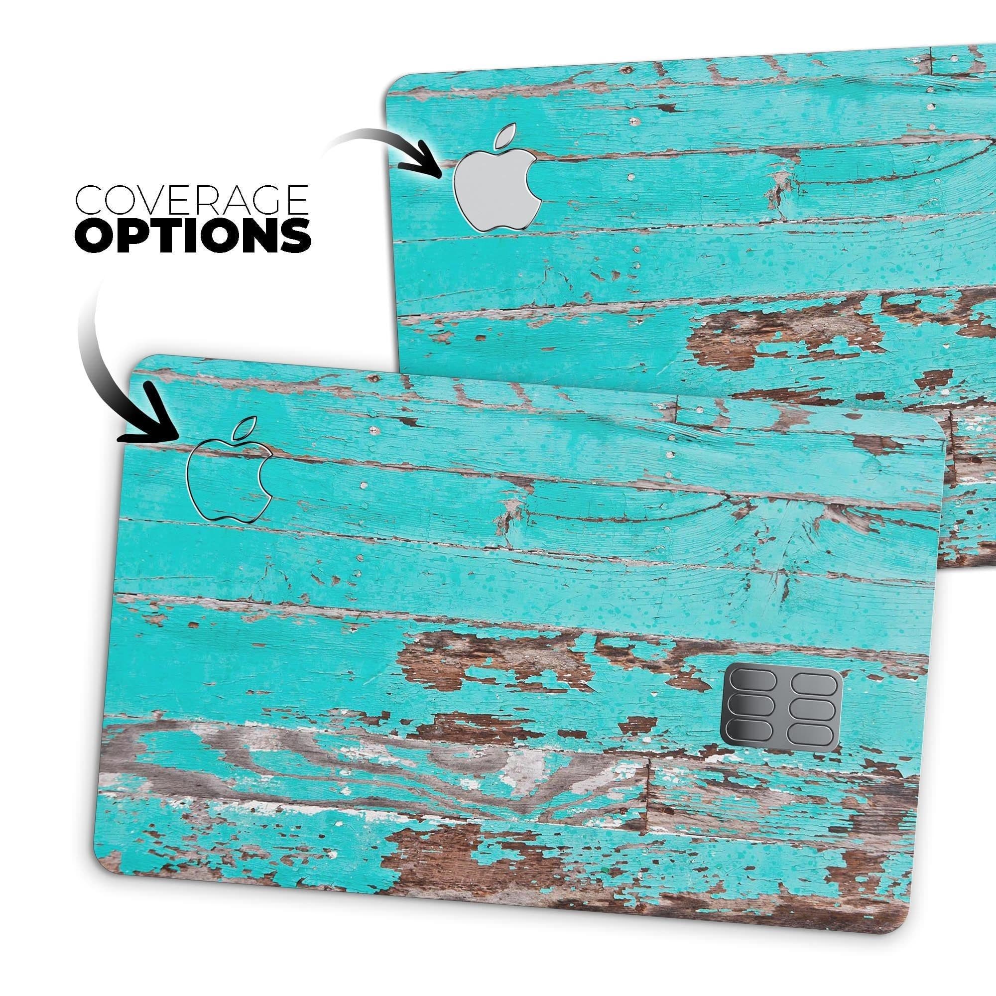 image-Turquoise Chipped Paint on Wood - Premium Protective Decal Skin-Kit