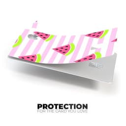 image-Cartoon Watermelon Over Pink Stripes - Premium Protective Decal