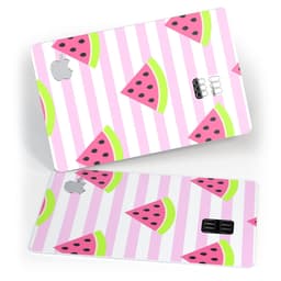 image-Cartoon Watermelon Over Pink Stripes - Premium Protective Decal