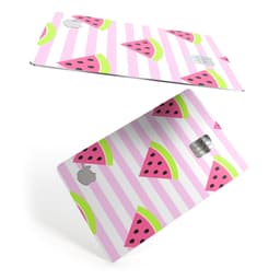 image-Cartoon Watermelon Over Pink Stripes - Premium Protective Decal