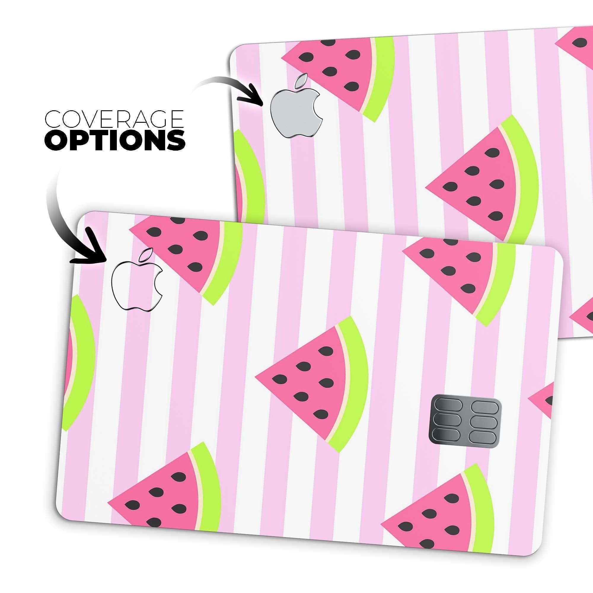 image-Cartoon Watermelon Over Pink Stripes - Premium Protective Decal