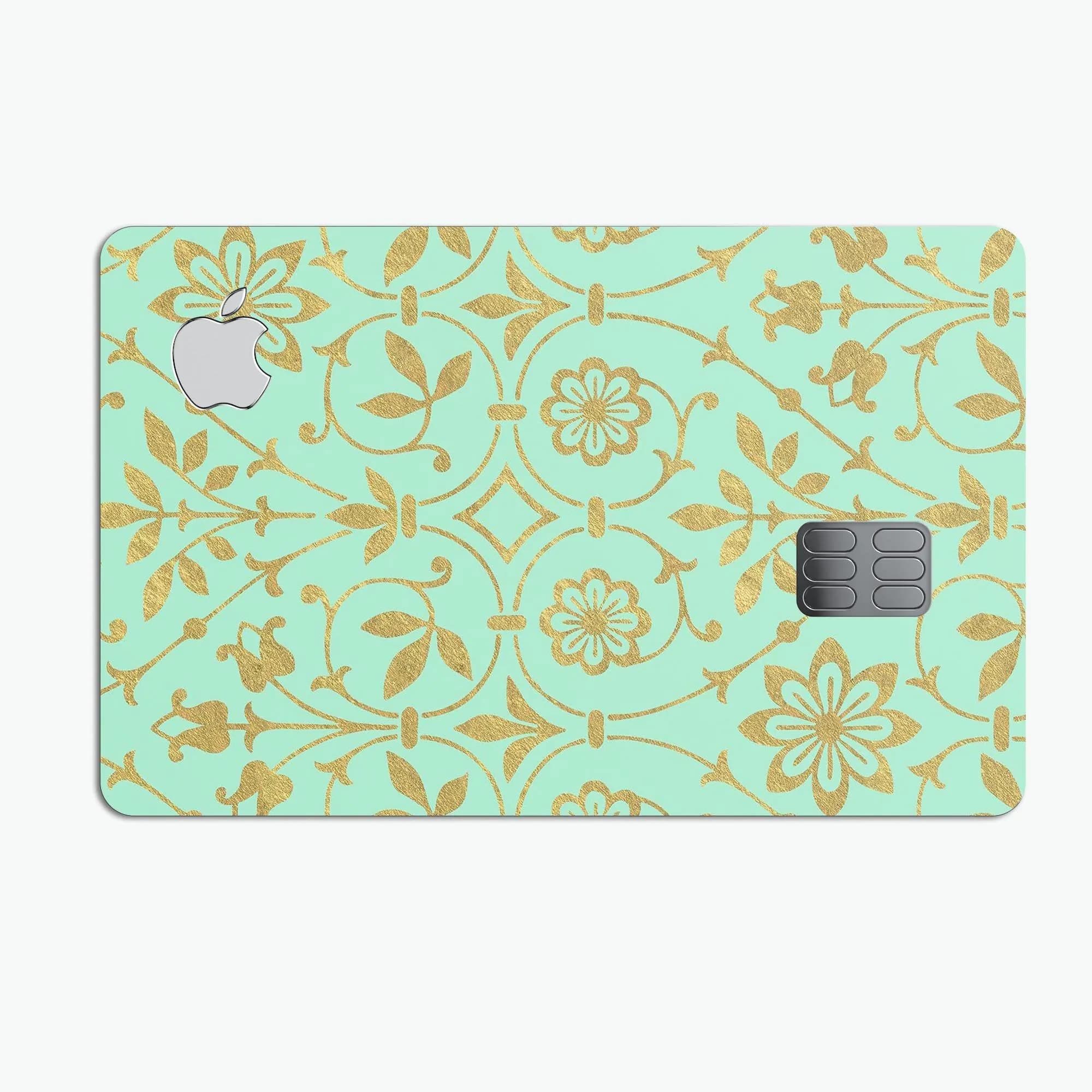 image-Mint and Gold Floral v12 - Premium Protective Decal Skin-Kit for the