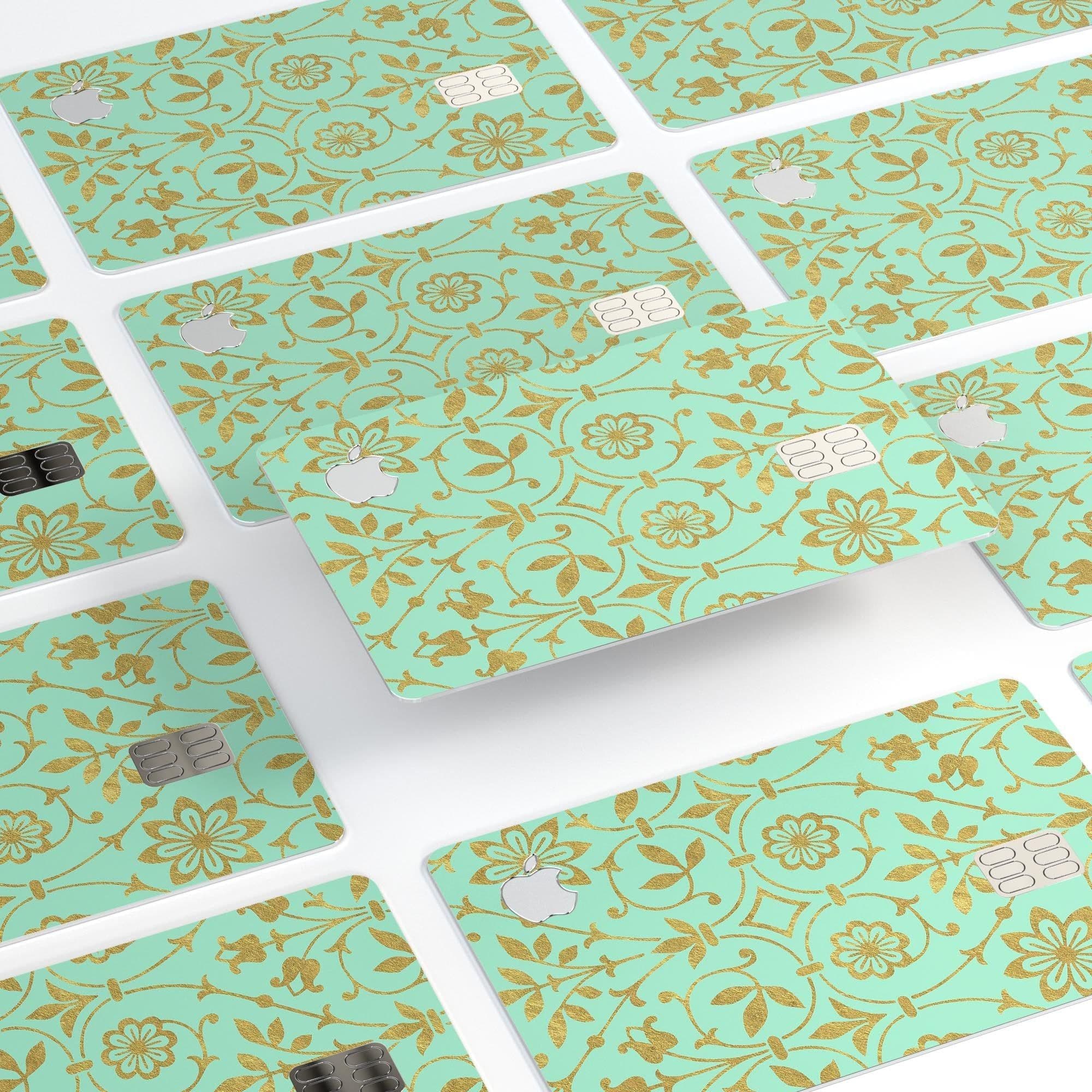 image-Mint and Gold Floral v12 - Premium Protective Decal Skin-Kit for the