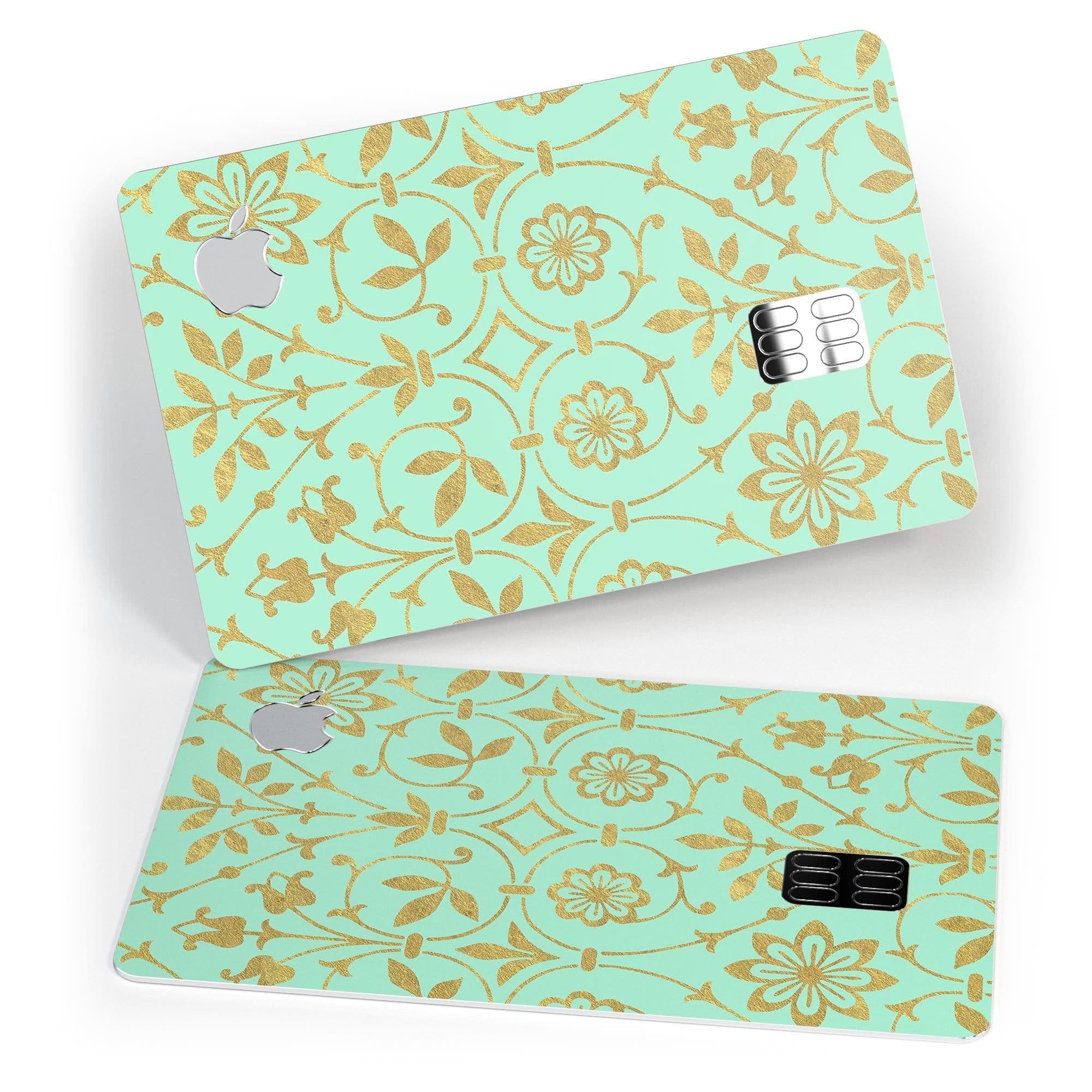 image-Mint and Gold Floral v12 - Premium Protective Decal Skin-Kit for the