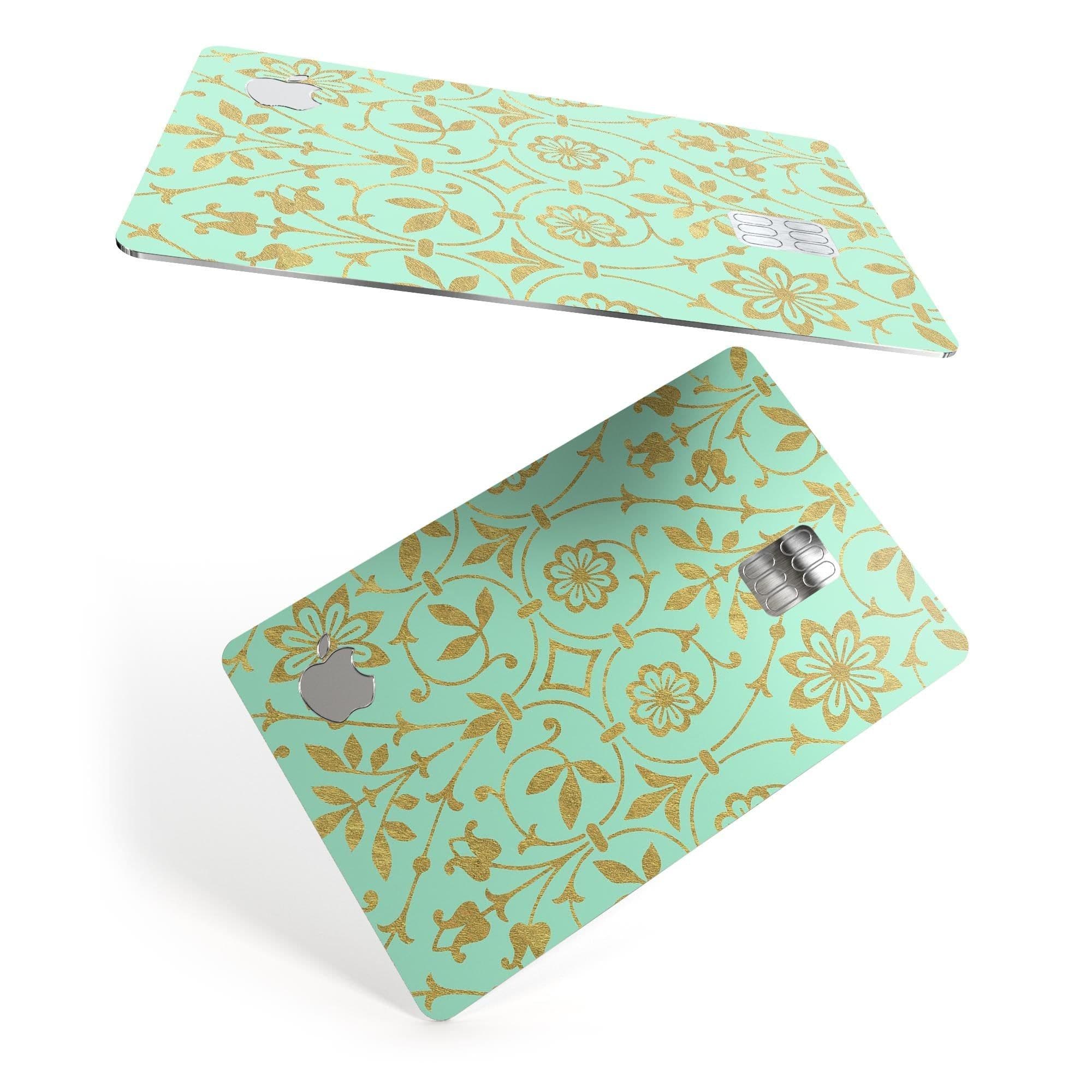 image-Mint and Gold Floral v12 - Premium Protective Decal Skin-Kit for the