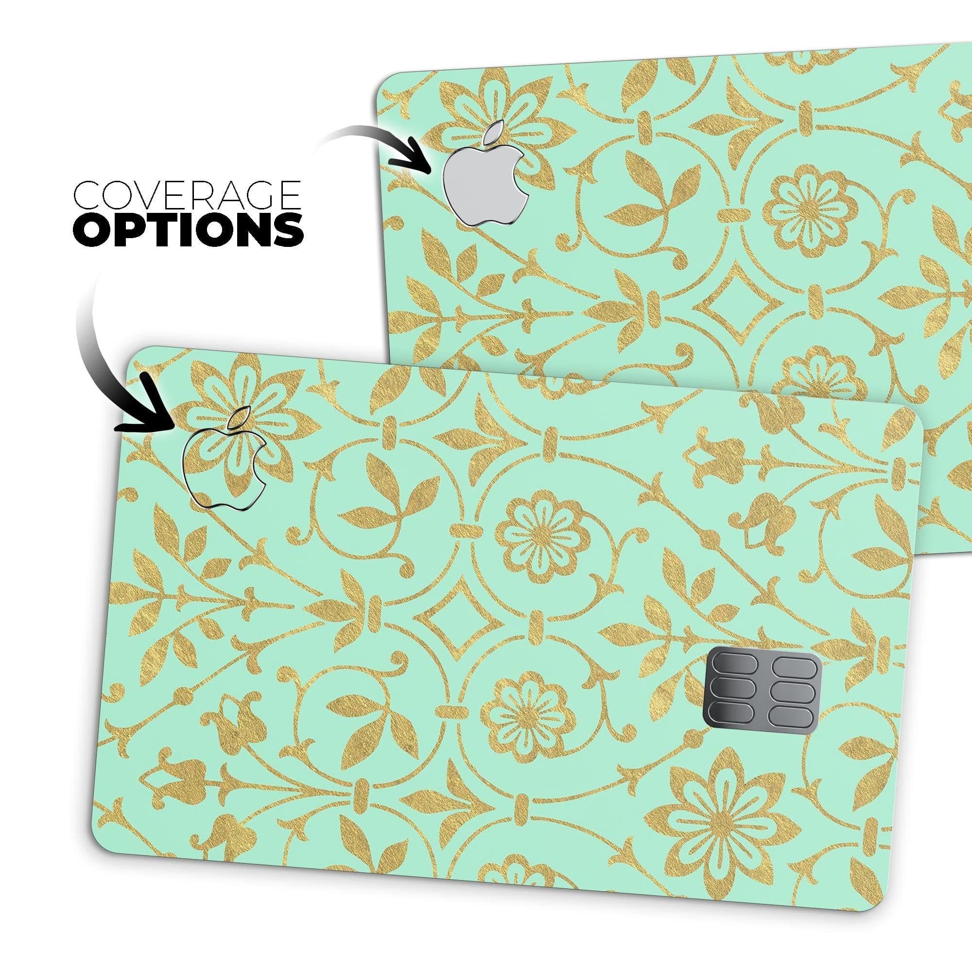 image-Mint and Gold Floral v12 - Premium Protective Decal Skin-Kit for the