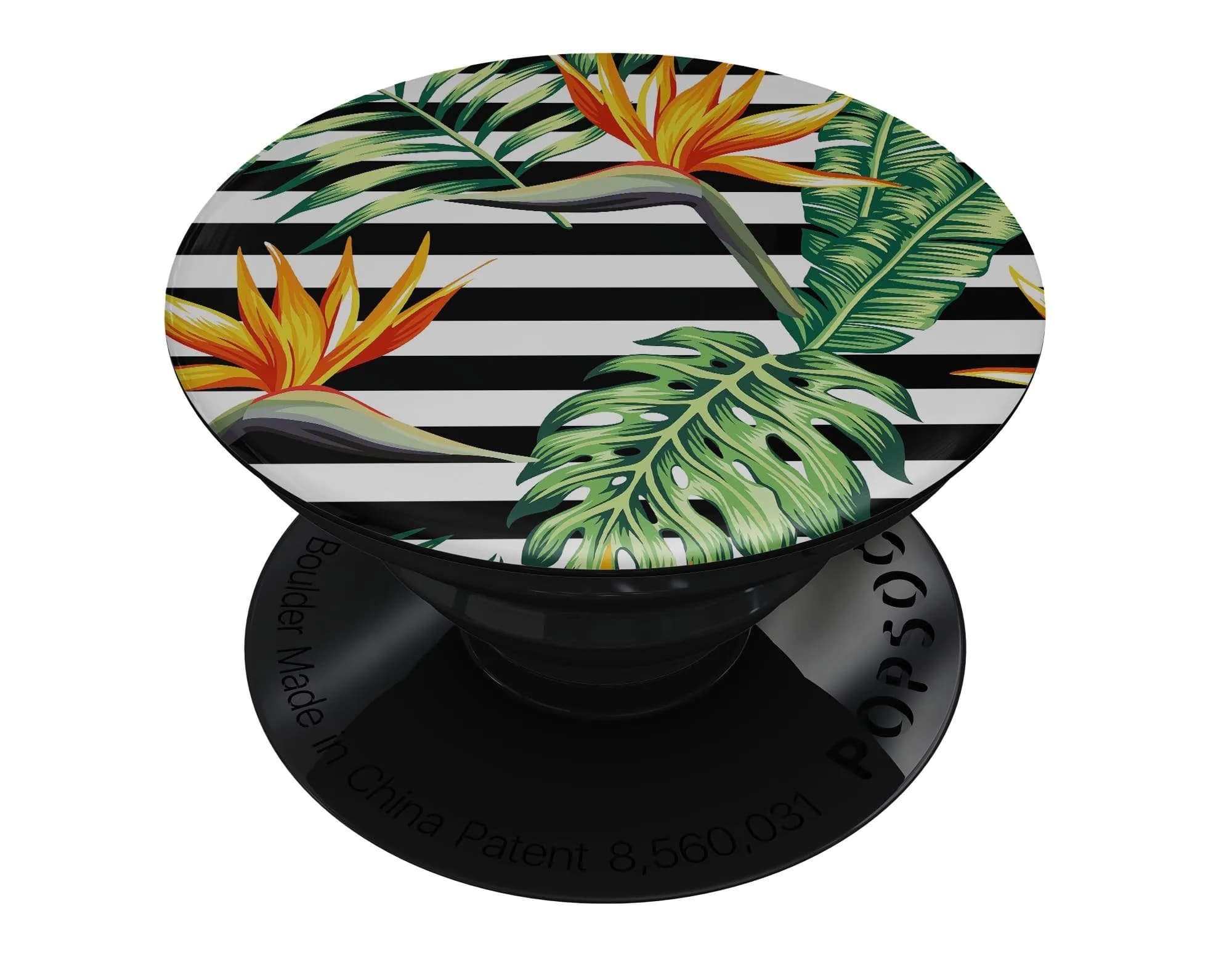 image-Vivid Tropical Stripe Floral v1 - Skin Kit for PopSockets and other