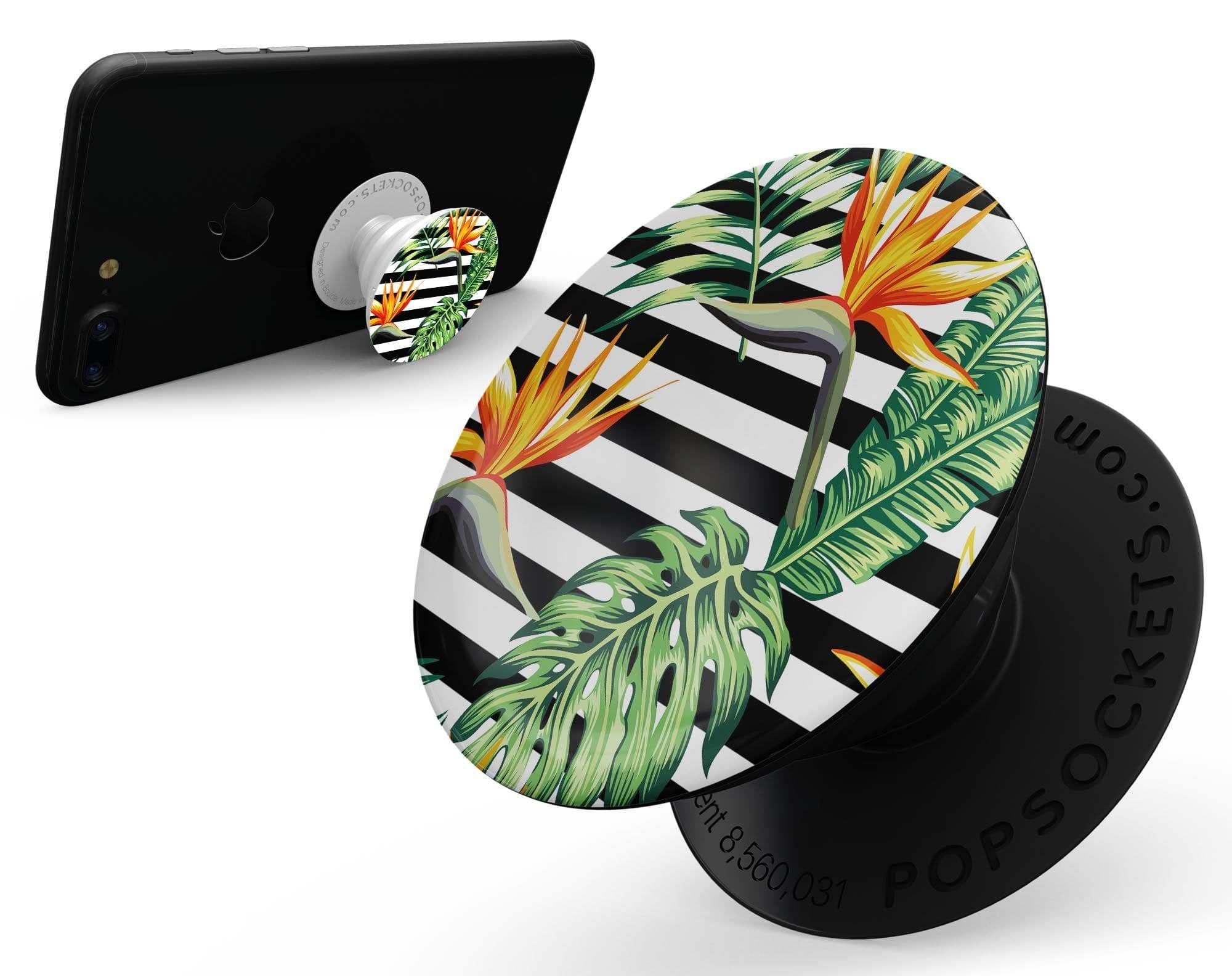 image-Vivid Tropical Stripe Floral v1 - Skin Kit for PopSockets and other