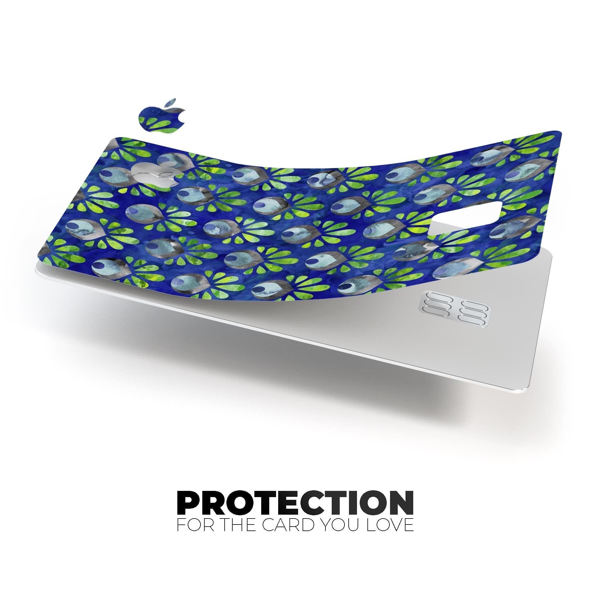 image-Dark Blue and Green Watercolor Peacock Feathers - Premium Protective