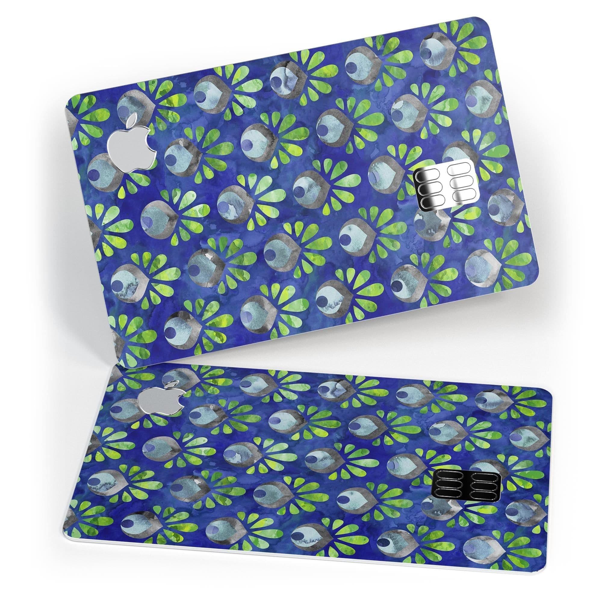image-Dark Blue and Green Watercolor Peacock Feathers - Premium Protective