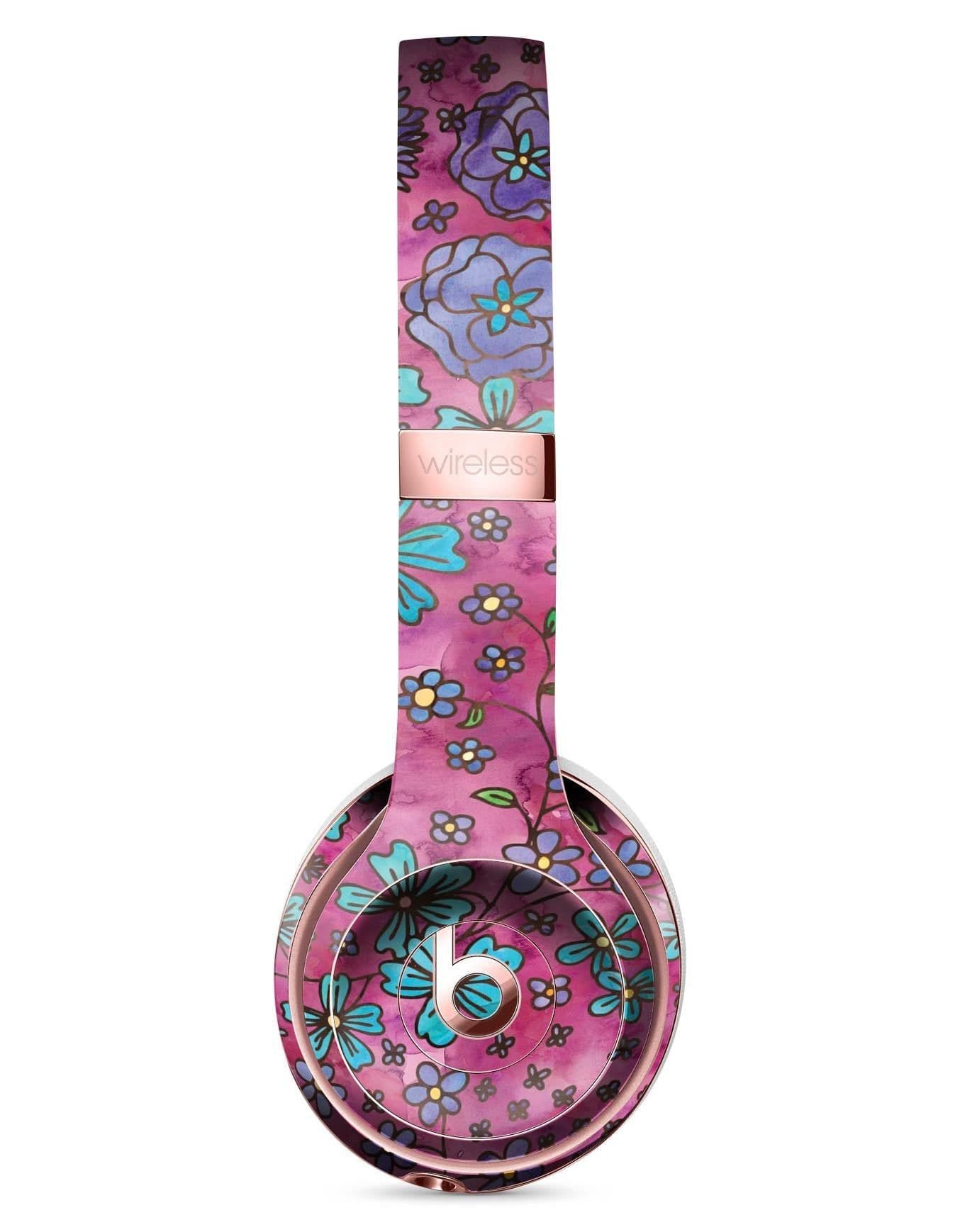 image-Floral Pattern on Wine Watercolor Full-Body Skin Kit for the Beats by