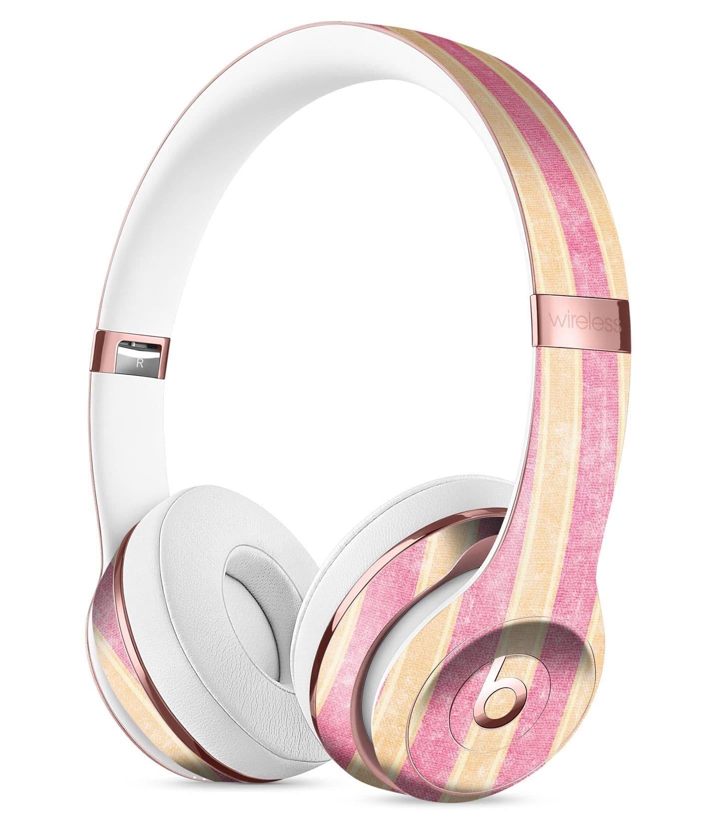 image-Pink Vertical Stripes Over Orange Full-Body Skin Kit for the Beats by