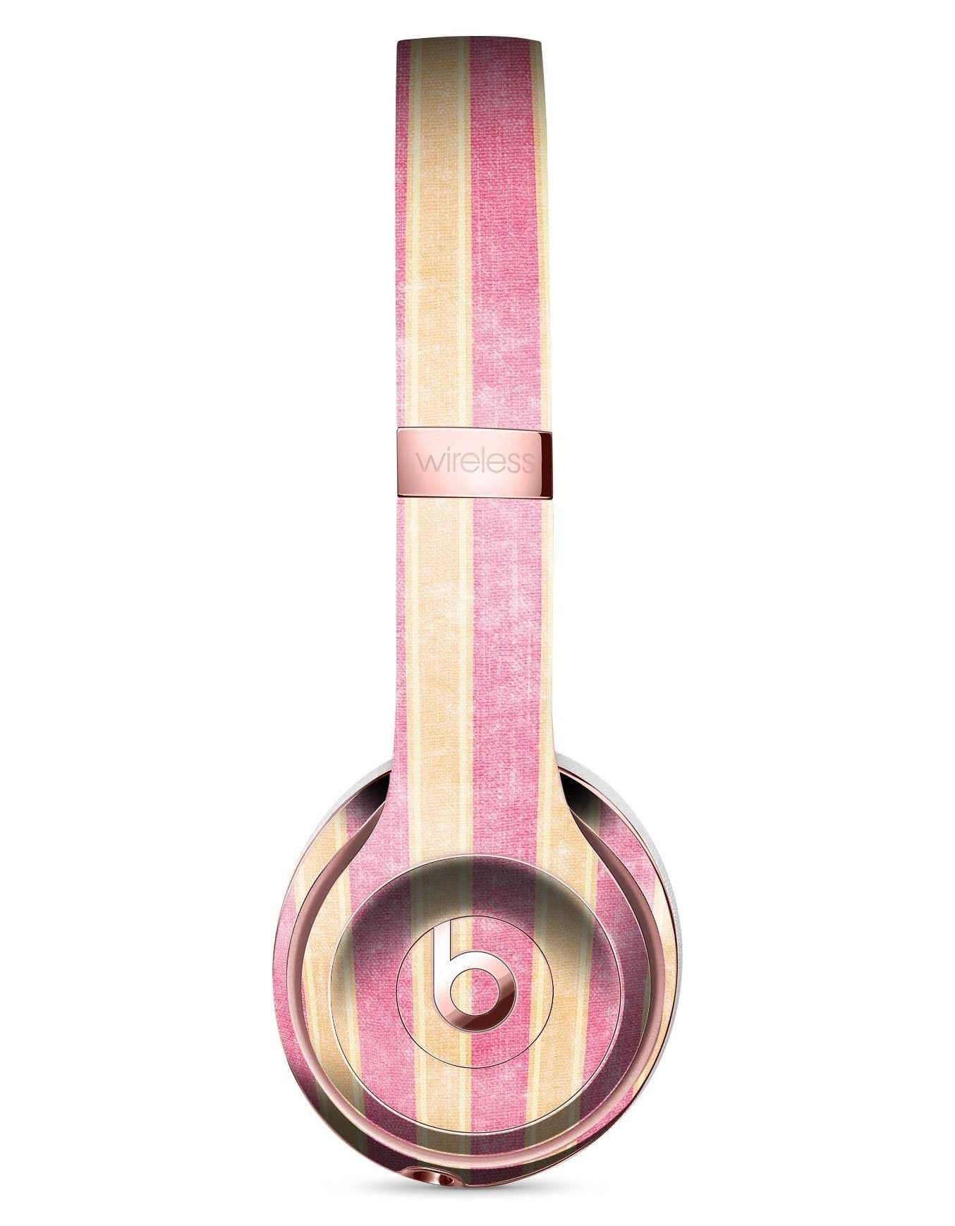 image-Pink Vertical Stripes Over Orange Full-Body Skin Kit for the Beats by