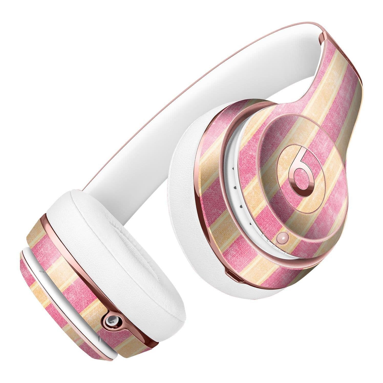 image-Pink Vertical Stripes Over Orange Full-Body Skin Kit for the Beats by