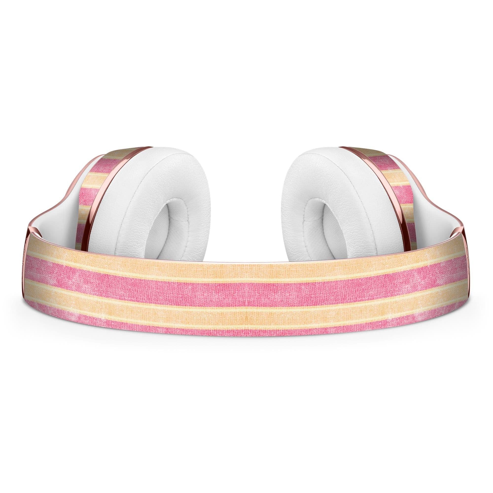 image-Pink Vertical Stripes Over Orange Full-Body Skin Kit for the Beats by