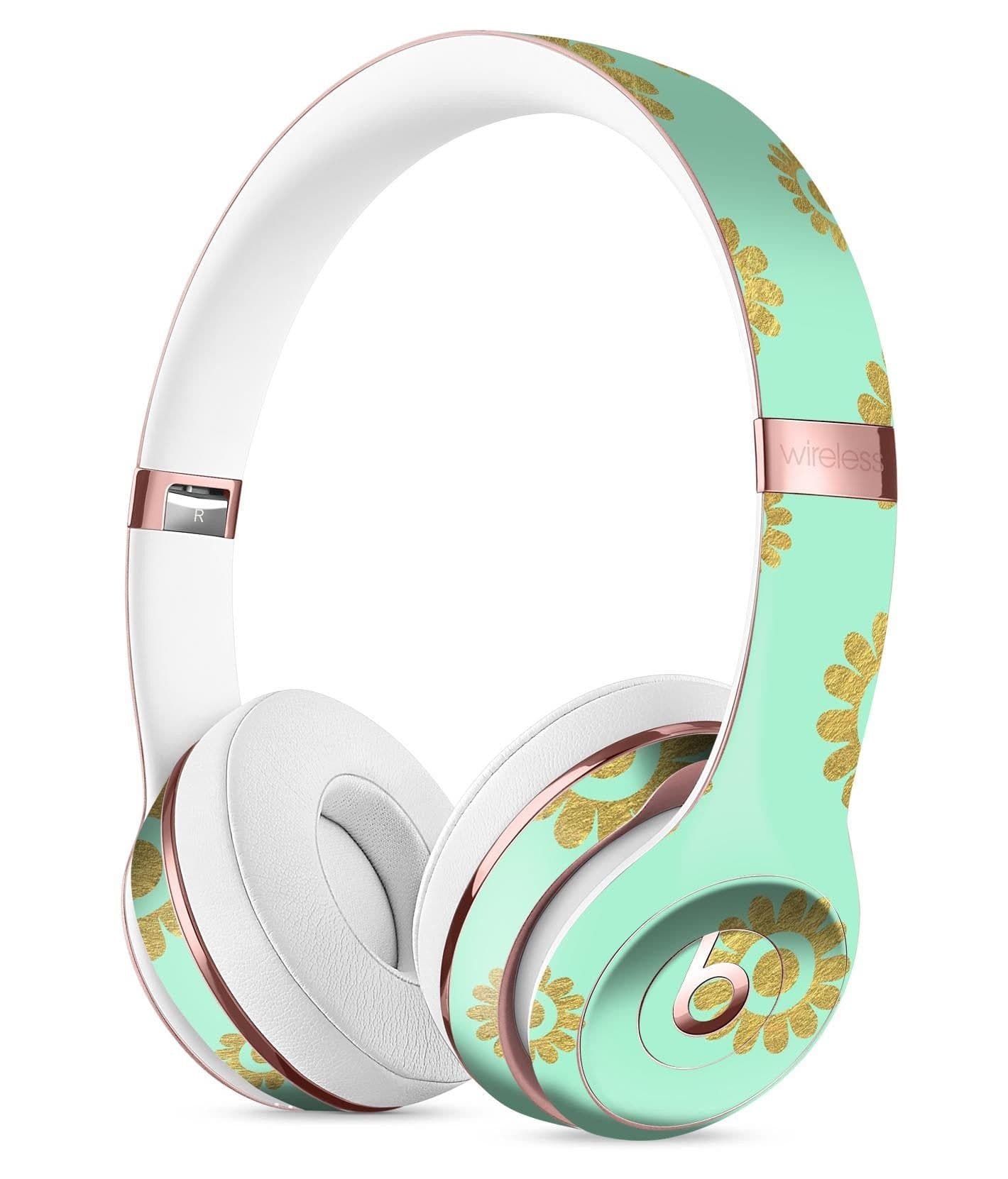 image-Mint and Gold Floral v10 Full-Body Skin Kit for the Beats by Dre Solo