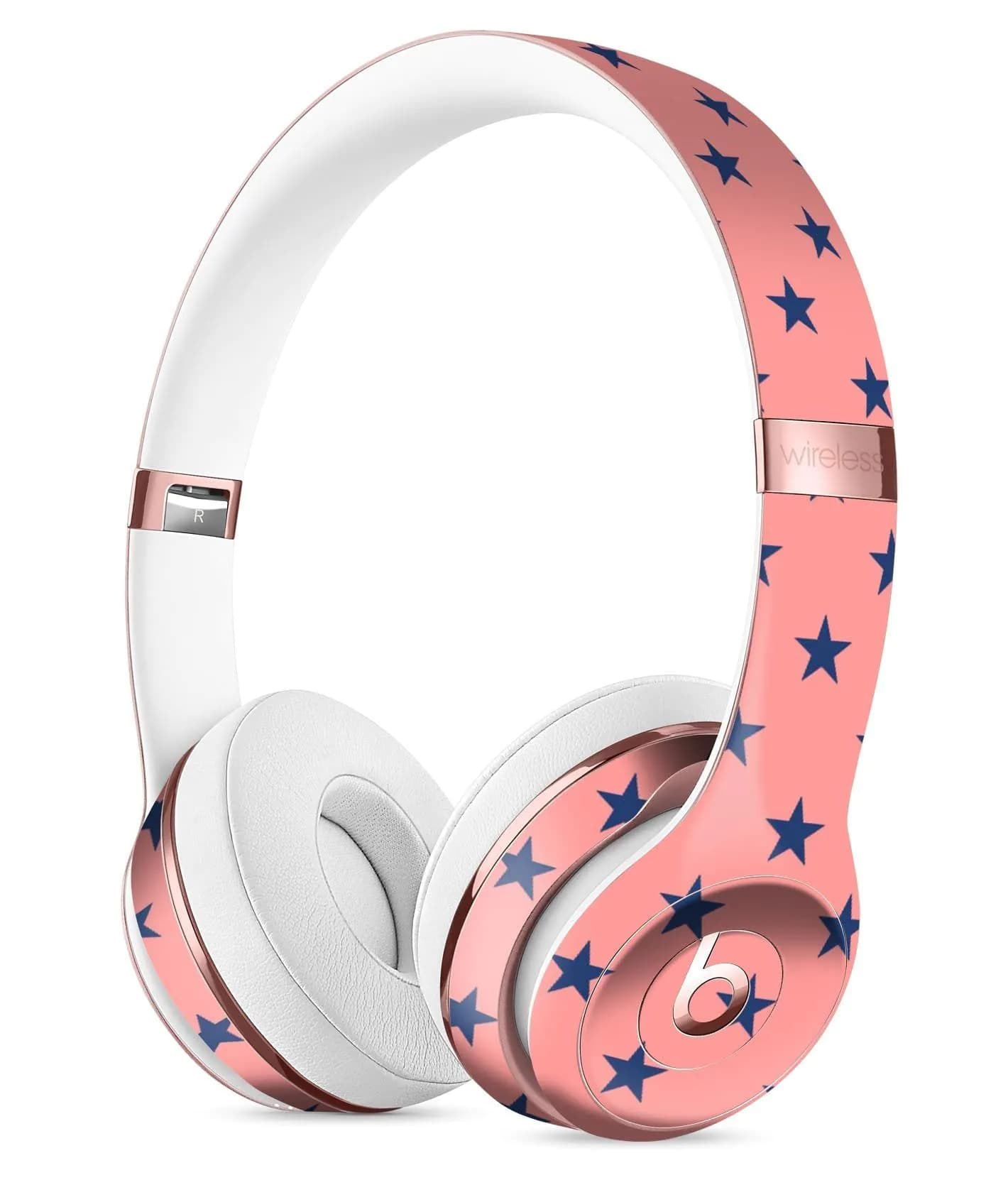 image-Navy Stars Over Coral Pattern 2 Full-Body Skin Kit for the Beats by