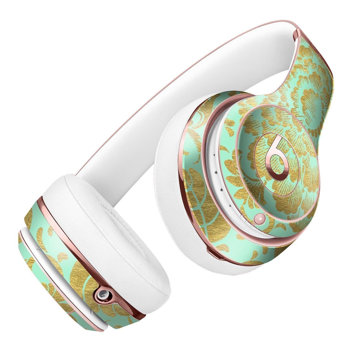 image-Mint and Gold Floral v2 Full-Body Skin Kit for the Beats by Dre Solo 3