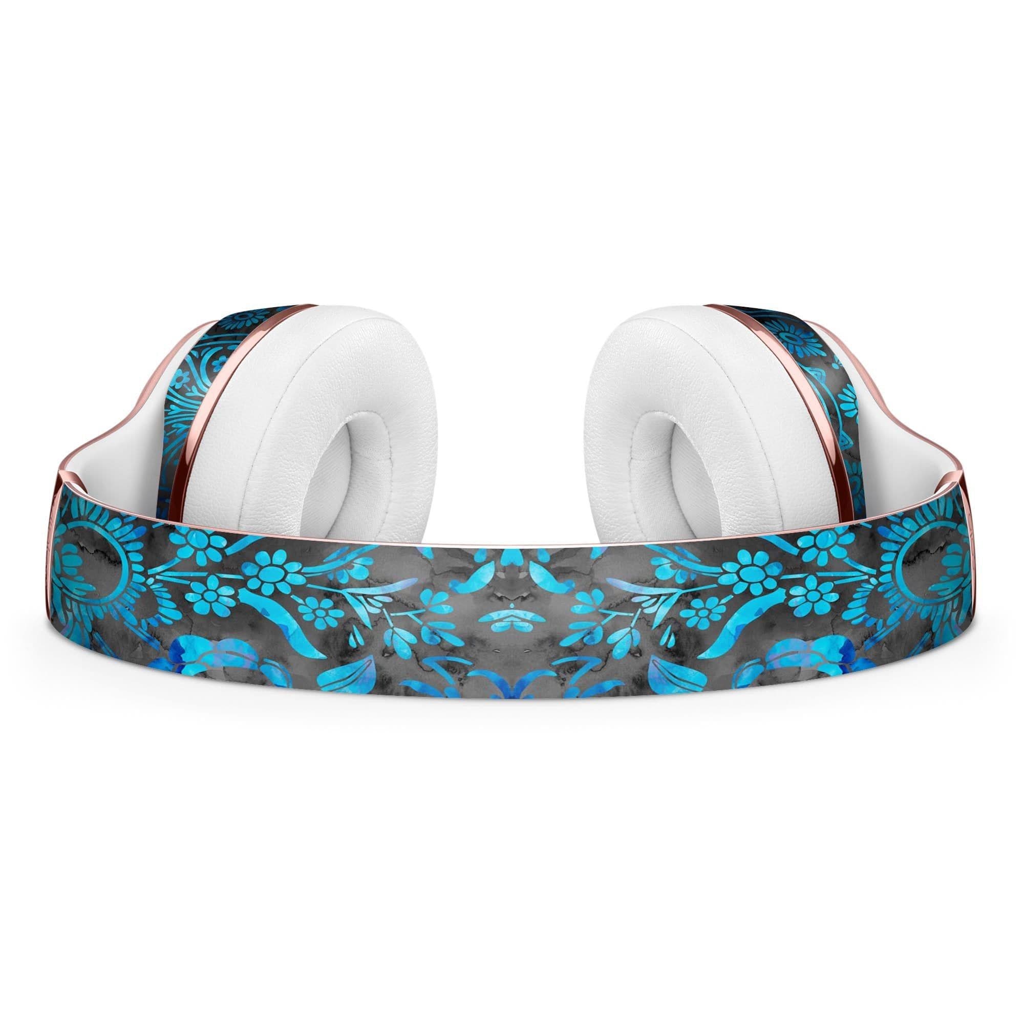 image-Black and Blue Damask Watercolor Pattern Full-Body Skin Kit for the