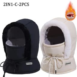 image-Cold Weather Thermal Balaclava Scarf Winter Windproof Hood Hat Plush Neck Warmer Ski Face Mask for Outdoor Activities