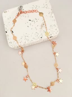image-Star Necklace Gold and Rose Gold. Star Necklace Choker.