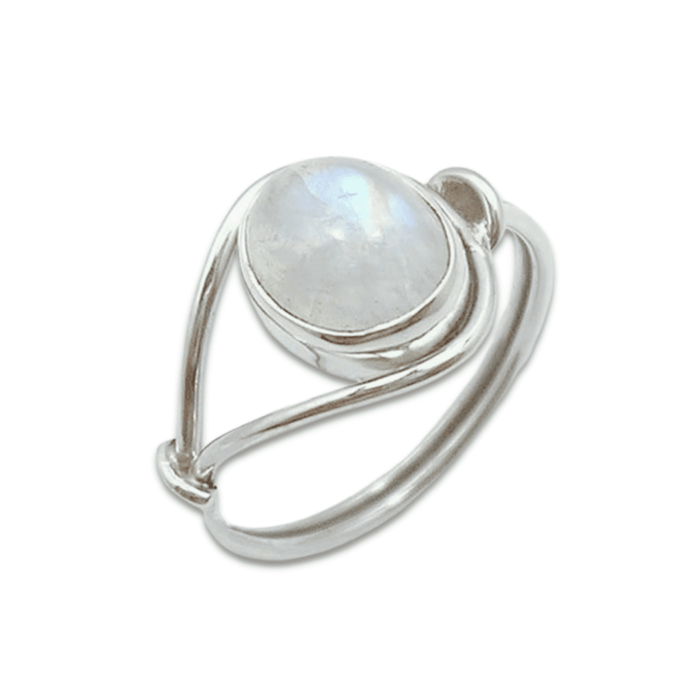image-Bague "Féminité et Douceur" en Pierre de Lune et Argent 925