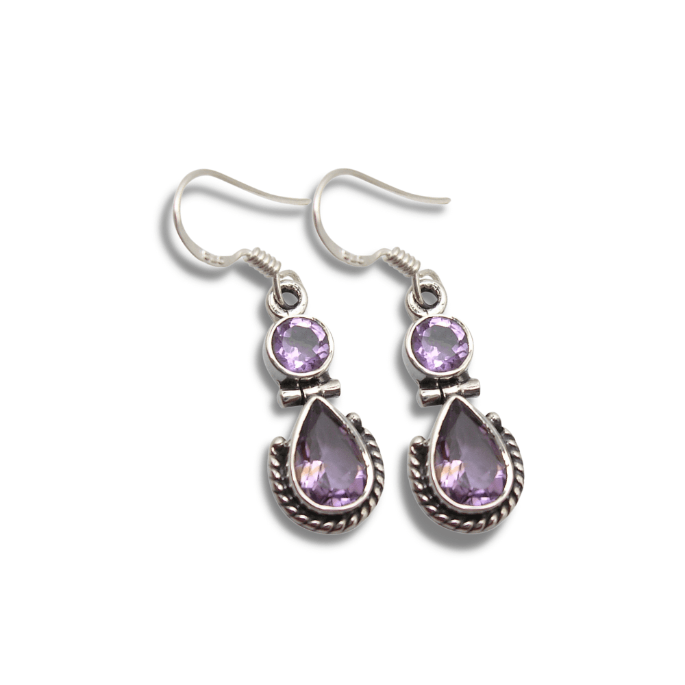 image-Boucles d'Oreilles "Vénus" en Améthyste et Argent 925