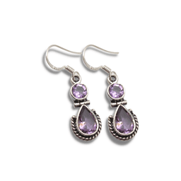 image-Boucles d'Oreilles "Vénus" en Améthyste et Argent 925