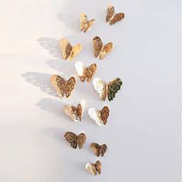 image-12Pcs/Set Hollow 3D Butterfly Wall Stickers For Wedding Decoration Living Room Window Home Decor Gold Silver Butterflies Decals