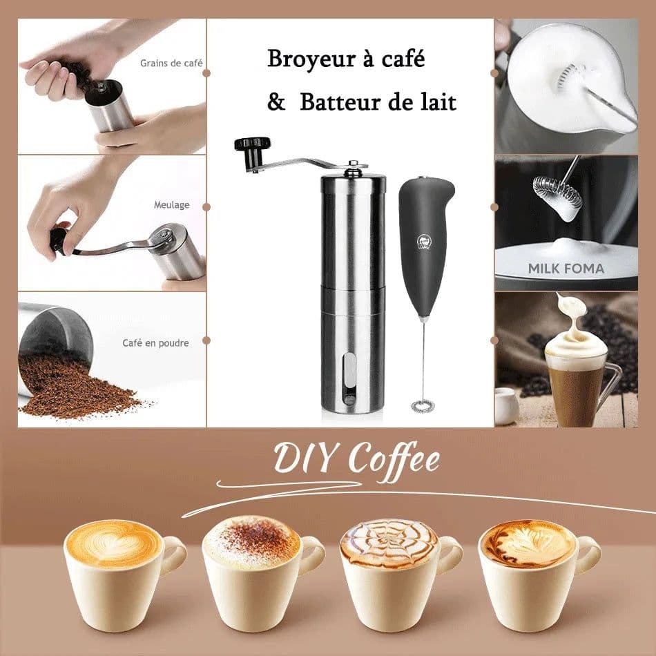 image-Manual Coffee Grinder Mini Stainless Steel Hand Handmade Coffee Bean Grinders Mill Foamer Kitchen Tool Coffee Accessories