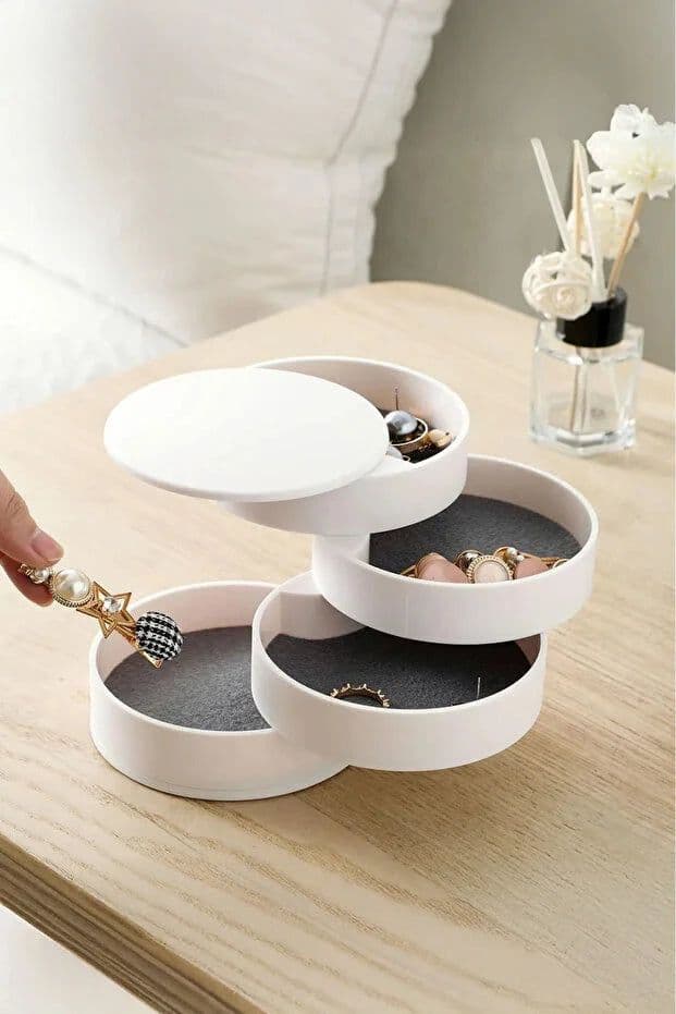 image-4 Compartment Jewelry Organizer Elegant Jewelry Accessory Storage Box