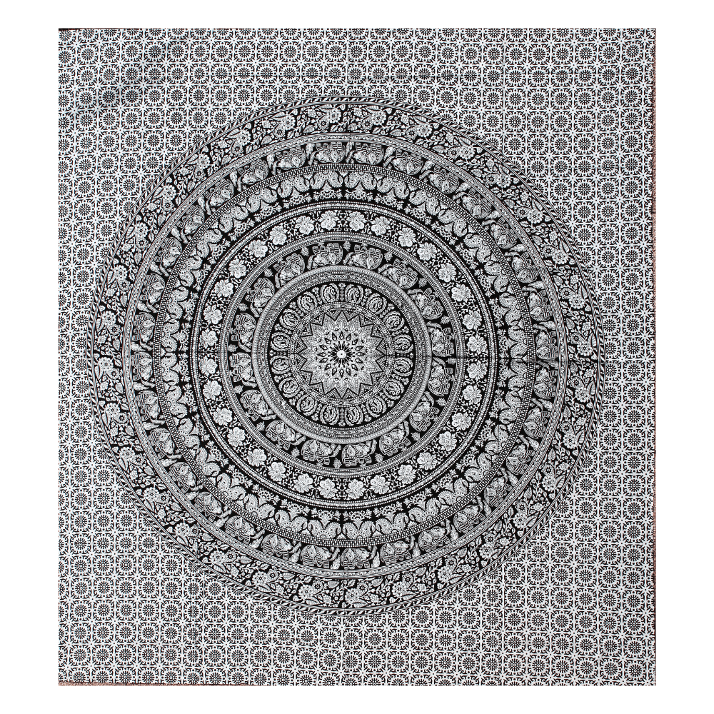 image-Tenture murale en coton "Mandala de l'Éléphant"