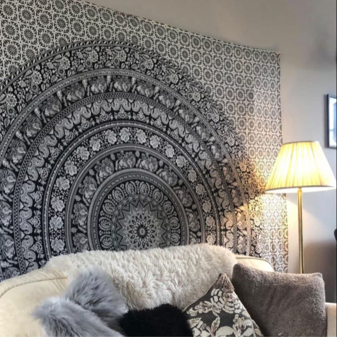 image-Tenture murale en coton "Mandala de l'Éléphant"