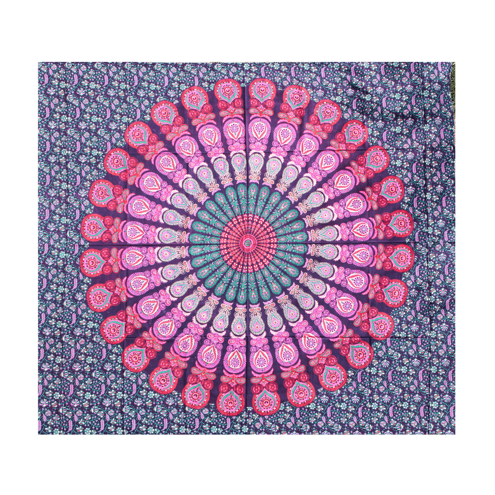 image-Tenture murale en coton "Mandala Multicolore Apaisant"