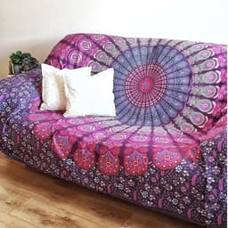 image-Tenture murale en coton "Mandala Multicolore Apaisant"