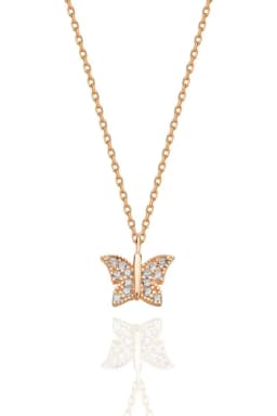 image-925 Sterling Silver Rose Gold Butterfly Necklace for Women Elegant