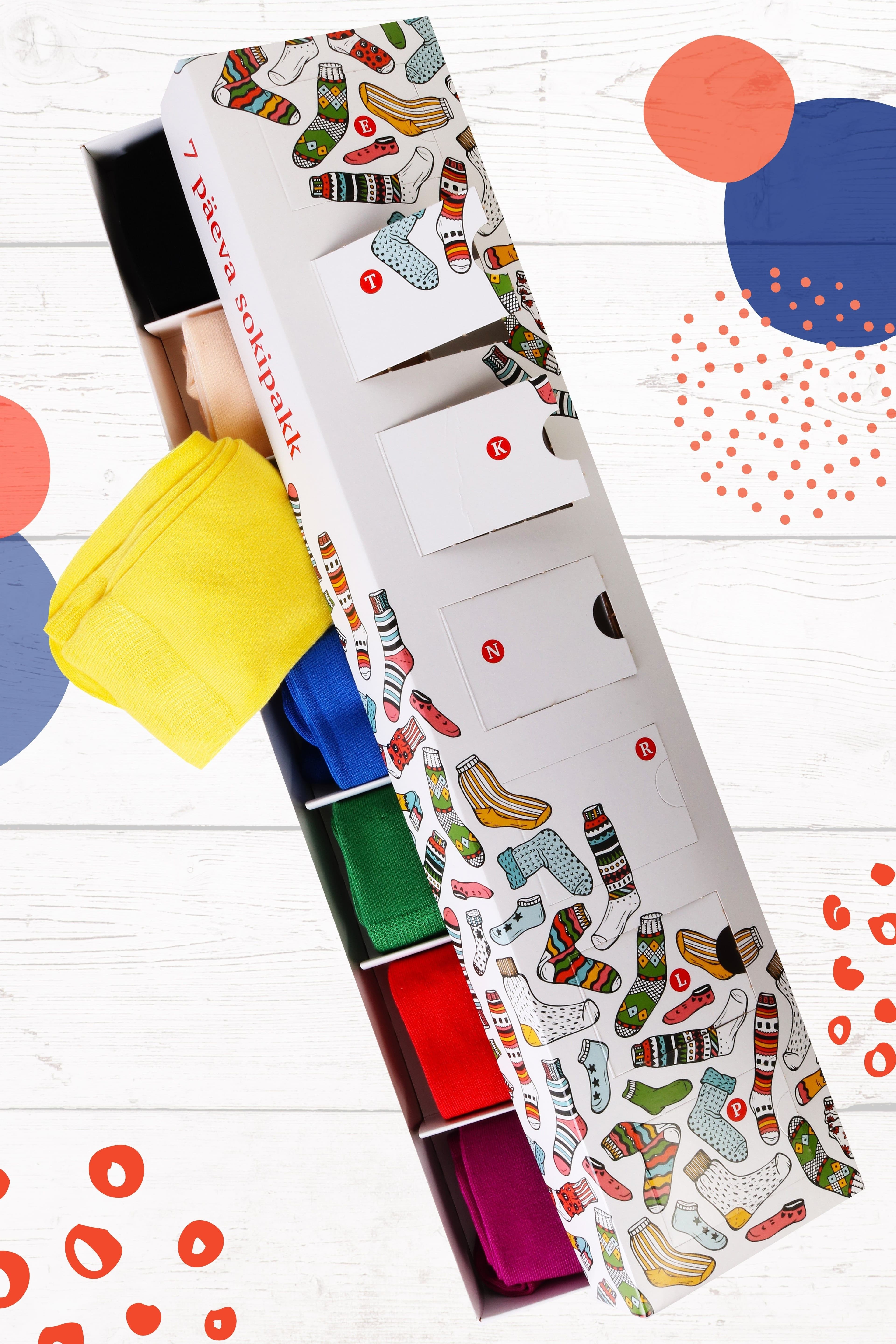 image-TAUNO gift box containing 7 pairs of viscose socks