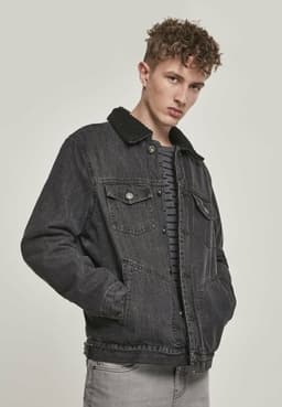 image-Sherpa Lined Jeans Jacket - Black Wash