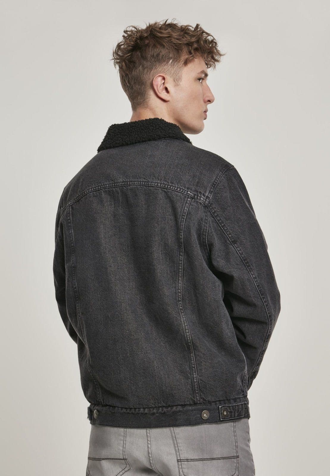 image-Sherpa Lined Jeans Jacket - Black Wash