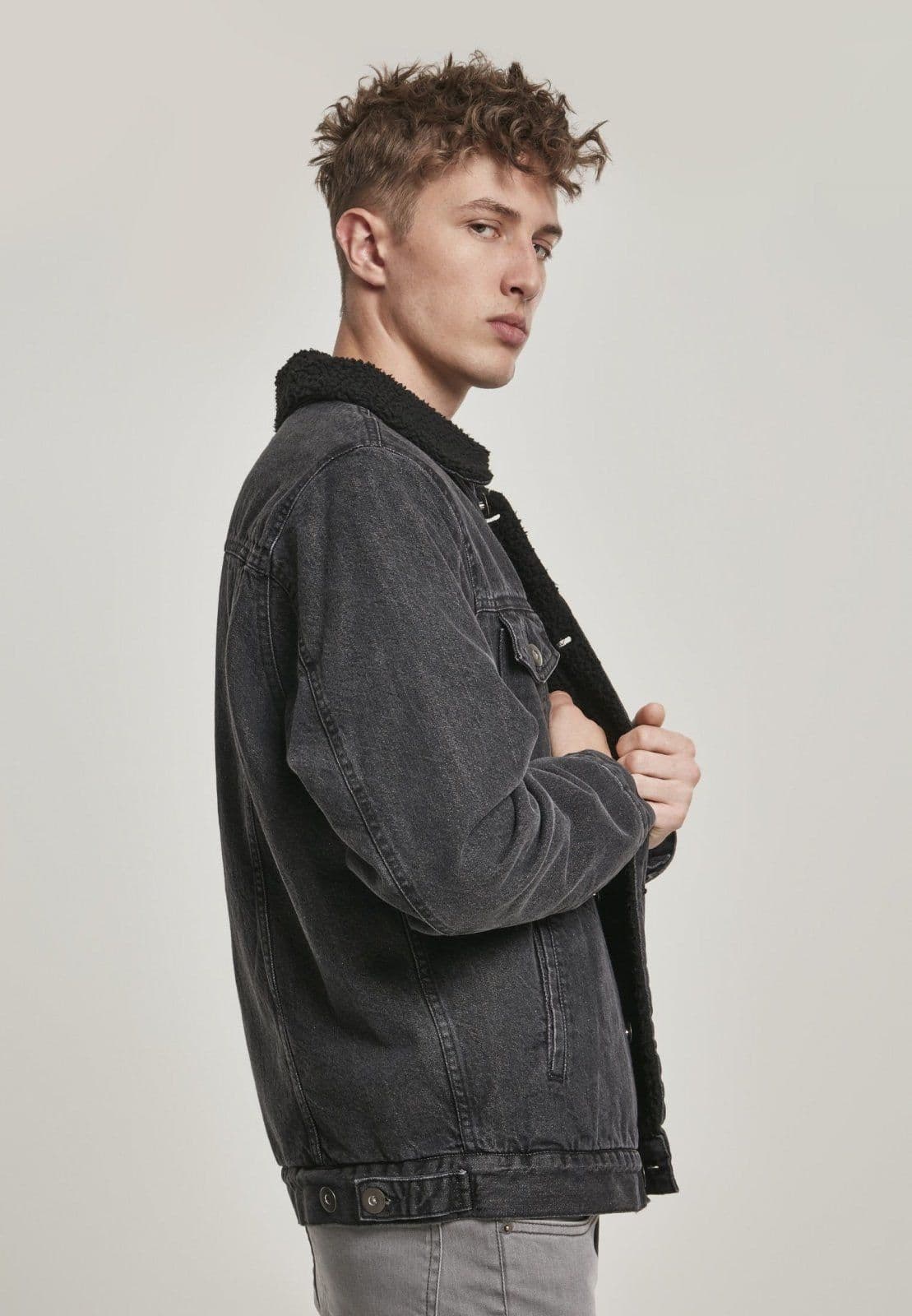 image-Sherpa Lined Jeans Jacket - Black Wash